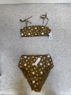 Geddes Swimwear Sun& Moon High Waist Bikini Set - Olive Brown